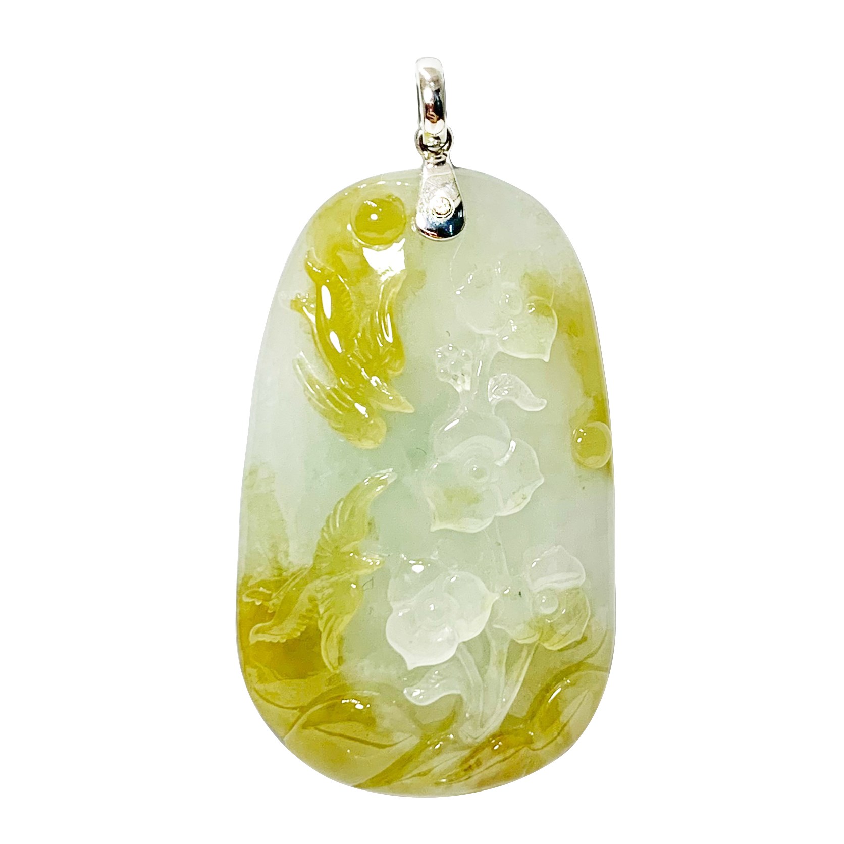 黃翡鳳凰花舞玉墜(已售出)