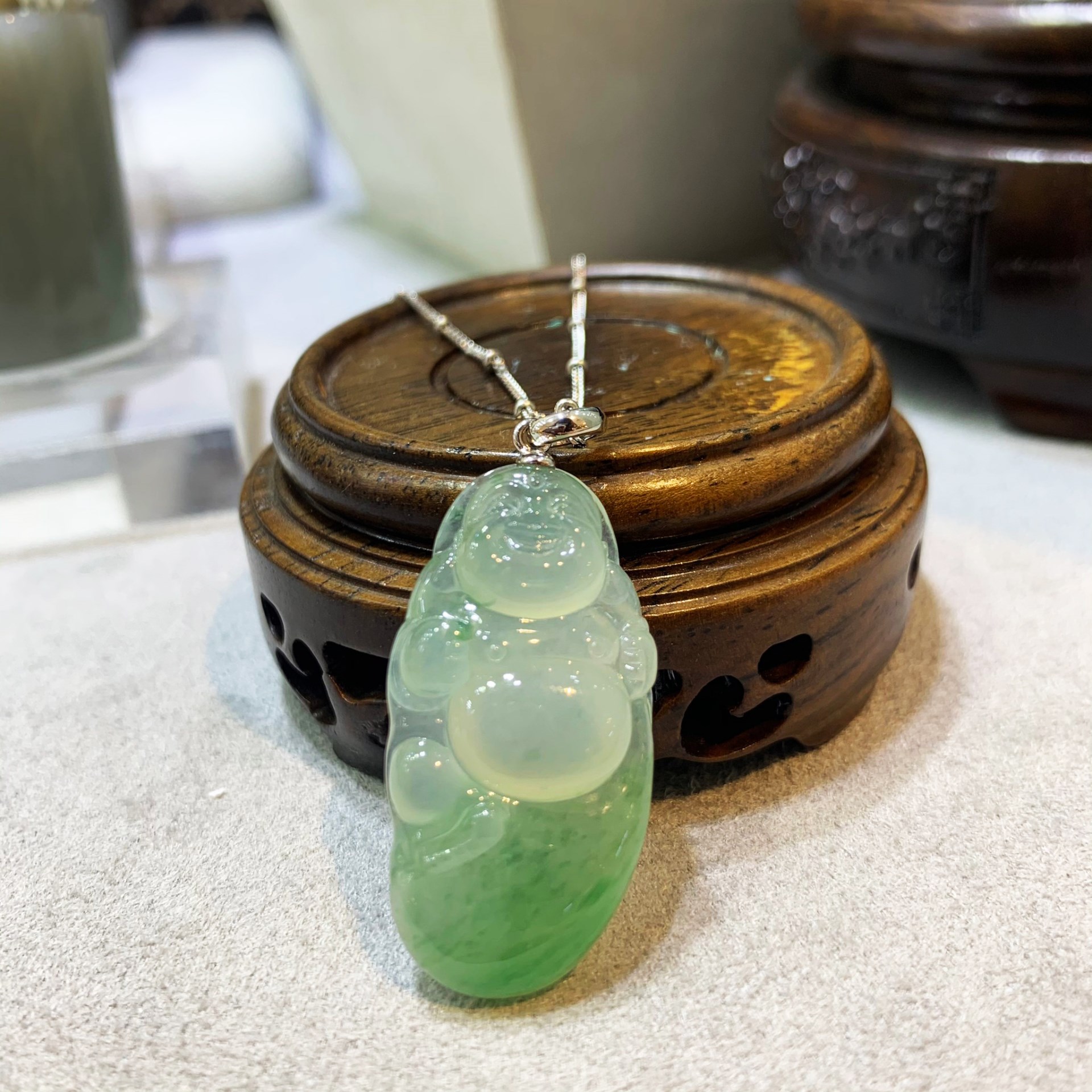 冰玻種飄綠布袋彌勒(已售出)