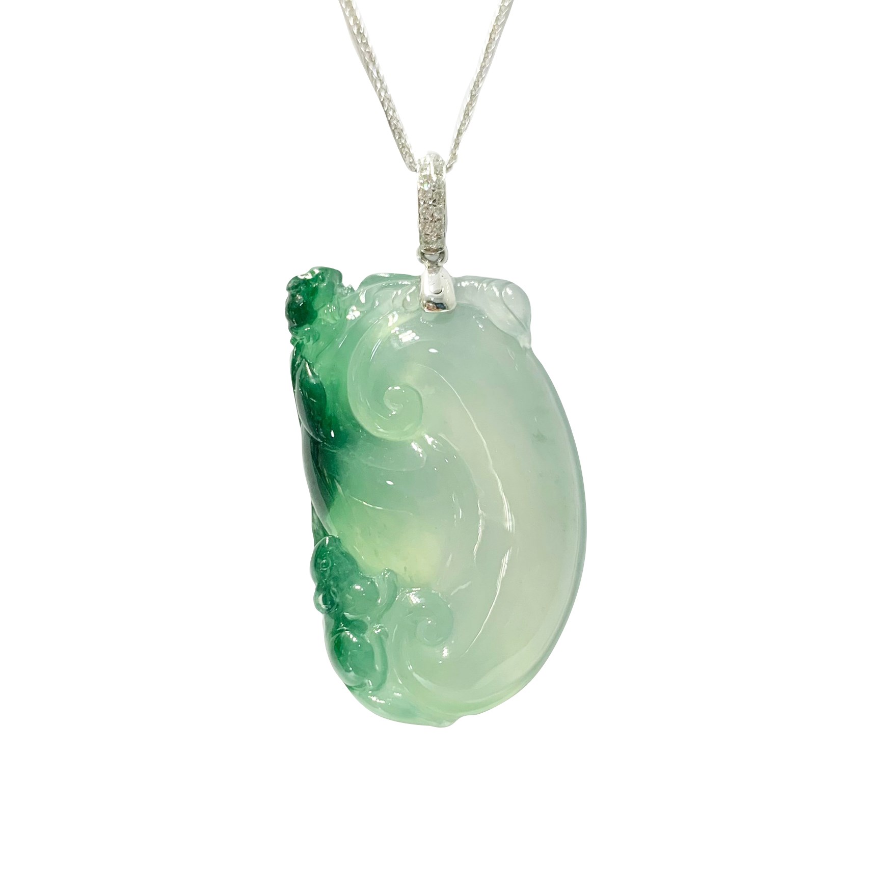 玻璃種松鼠如意玉墜(已售出)