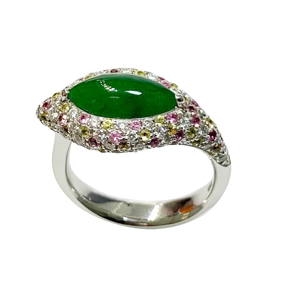 翡翠馬眼剛玉鑽戒(已售出)