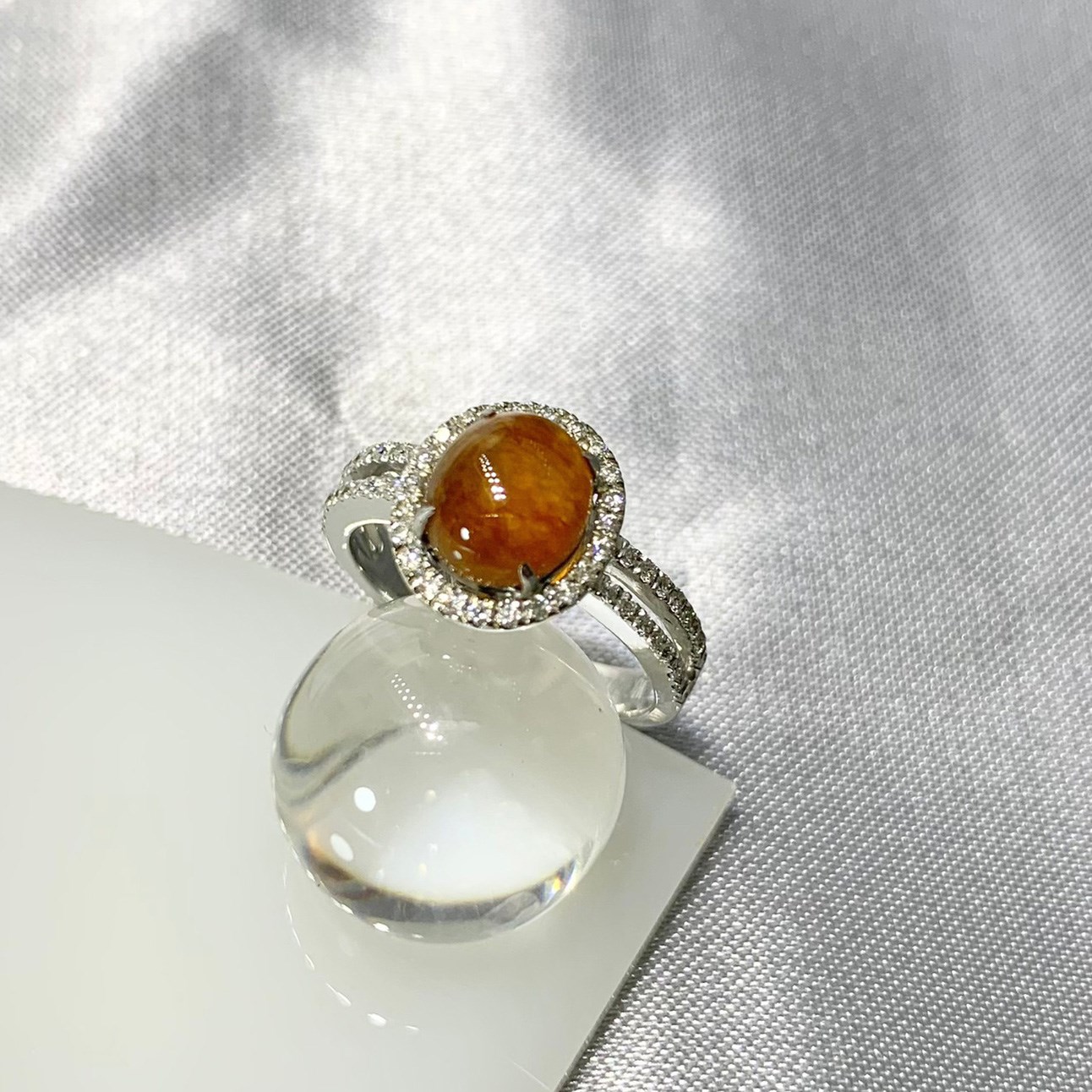 冰種紅翡蛋面戒