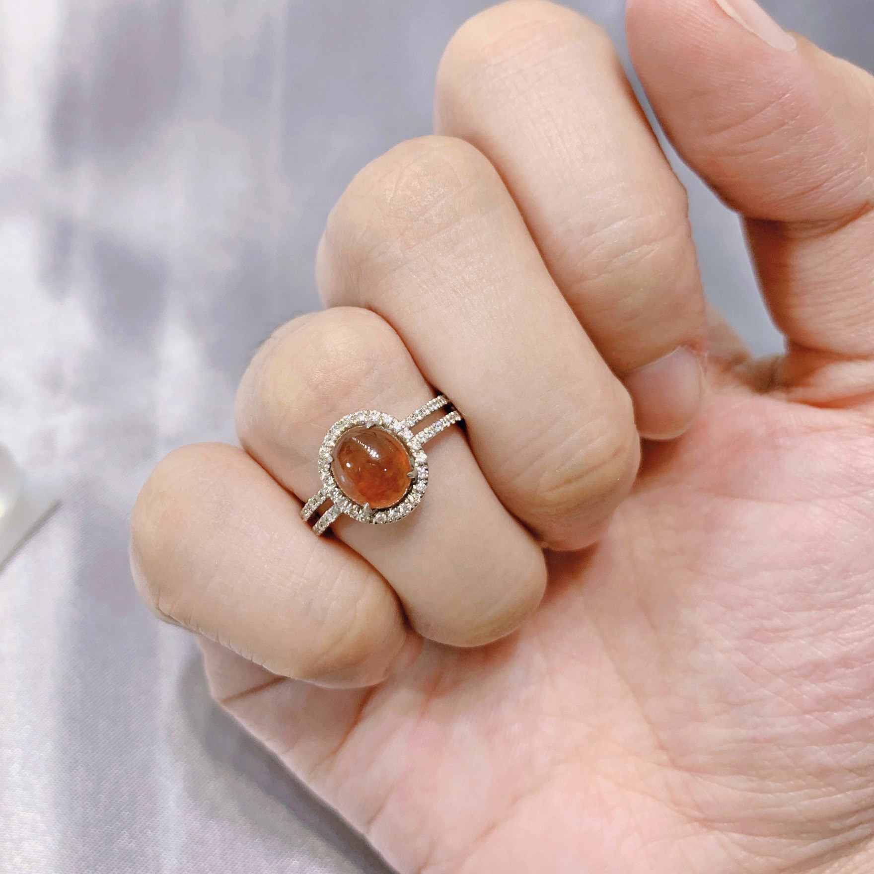 冰種紅翡蛋面戒