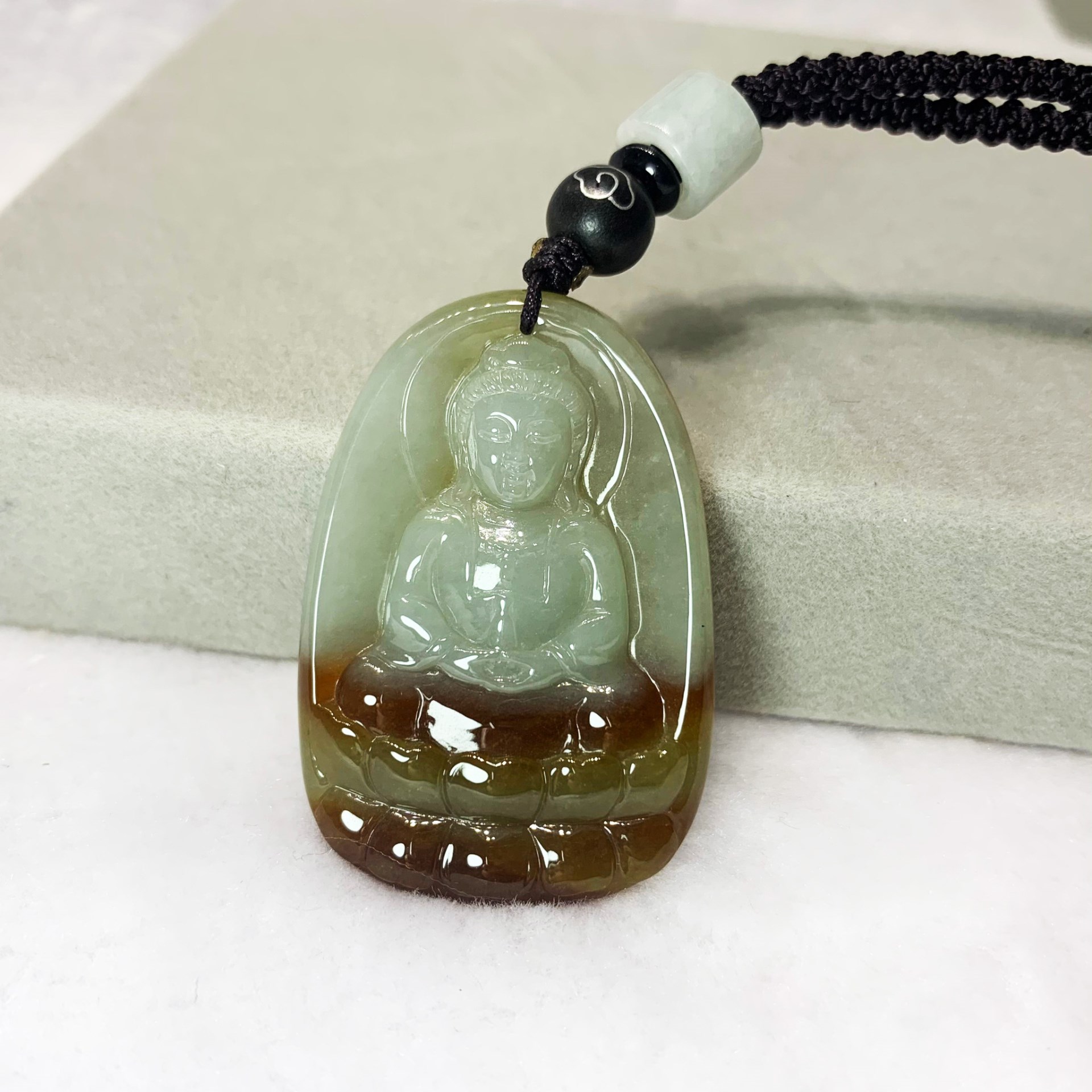 黃翡蓮花觀音玉墜(已售出)