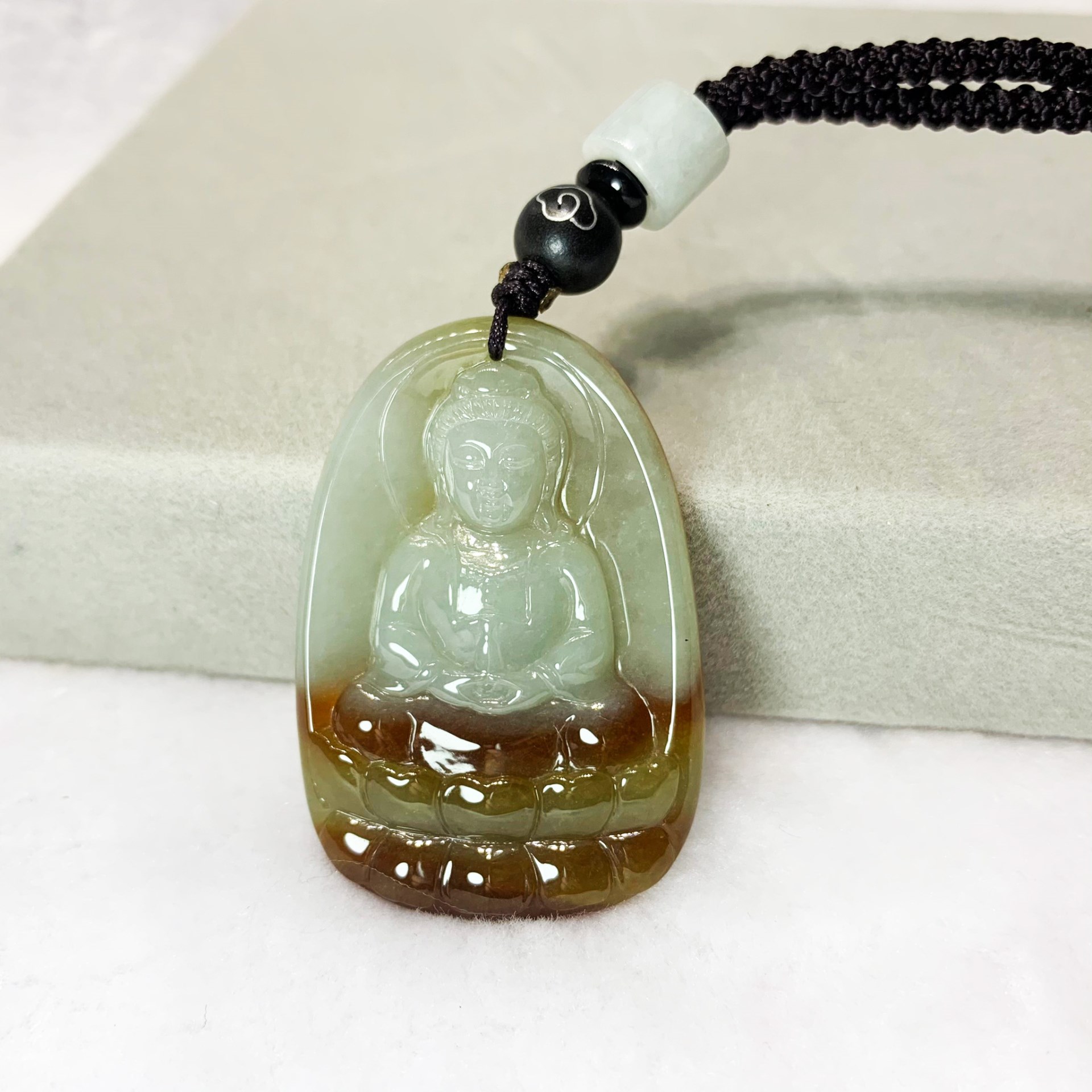 黃翡蓮花觀音玉墜(已售出)