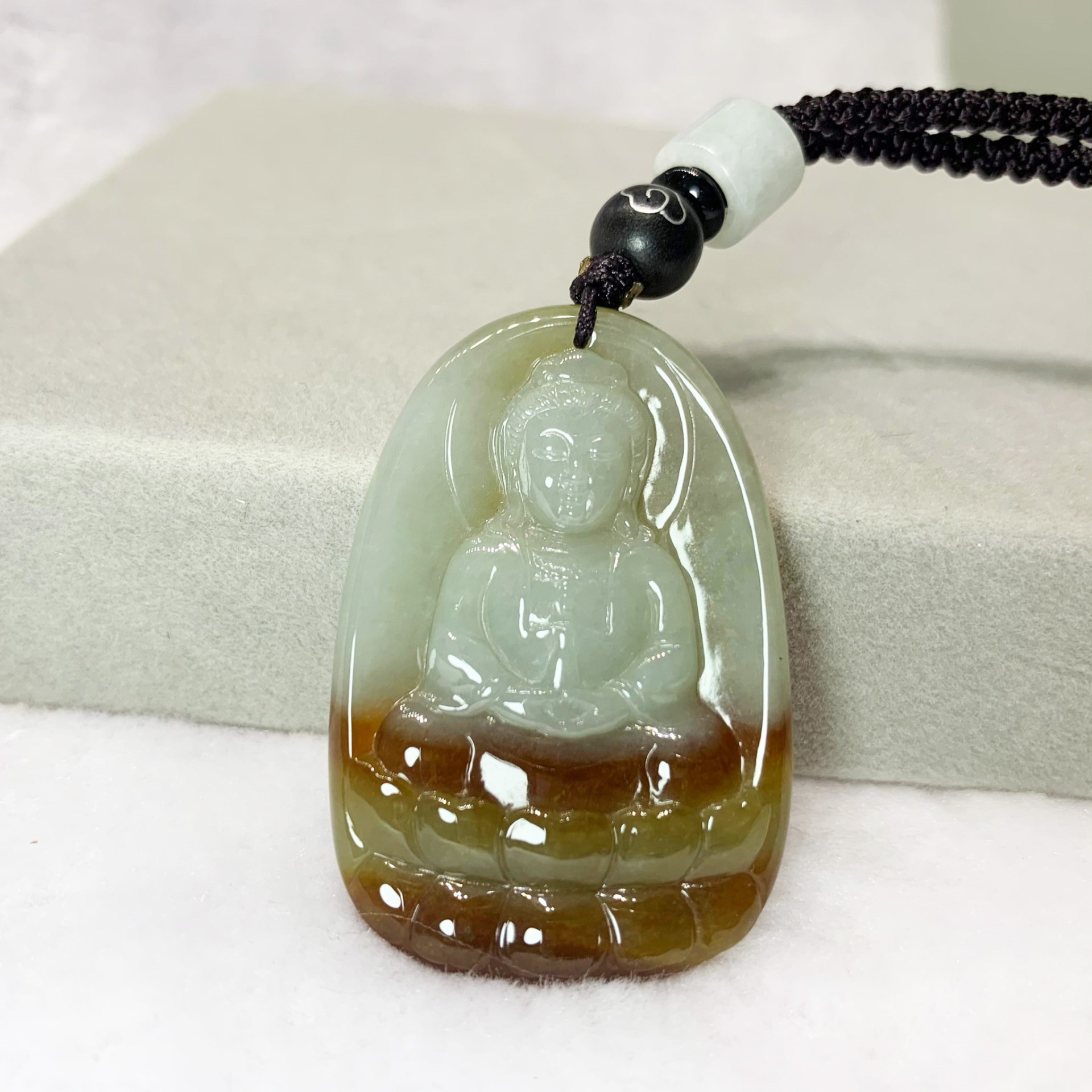 黃翡蓮花觀音玉墜(已售出)