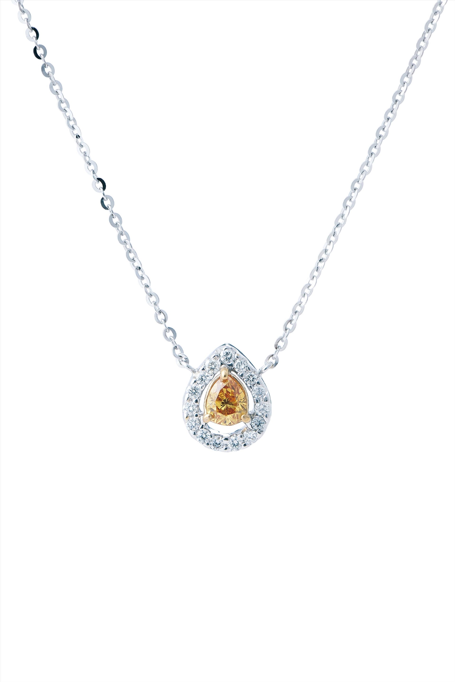 水滴黃彩鑽石項鍊