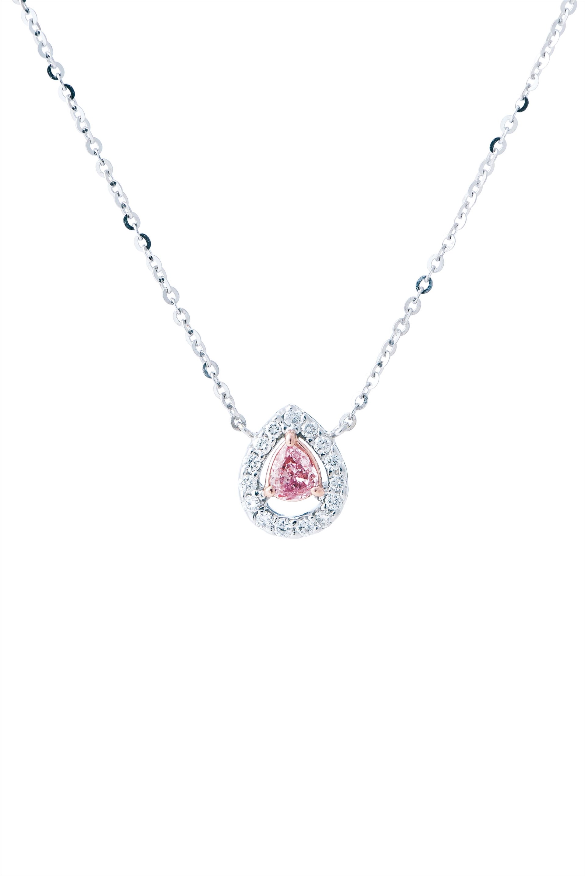 水滴粉紅鑽鑽石項鍊