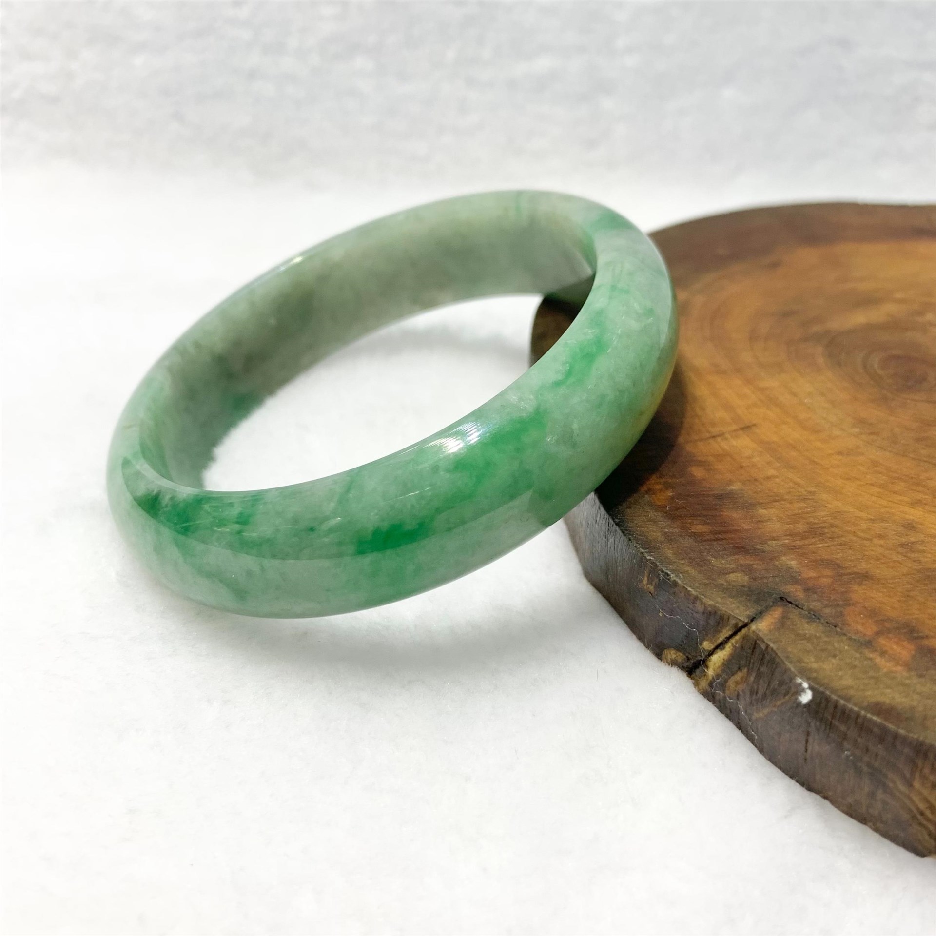 寬版平安翡翠玉鐲 #19-19.5(已售出)