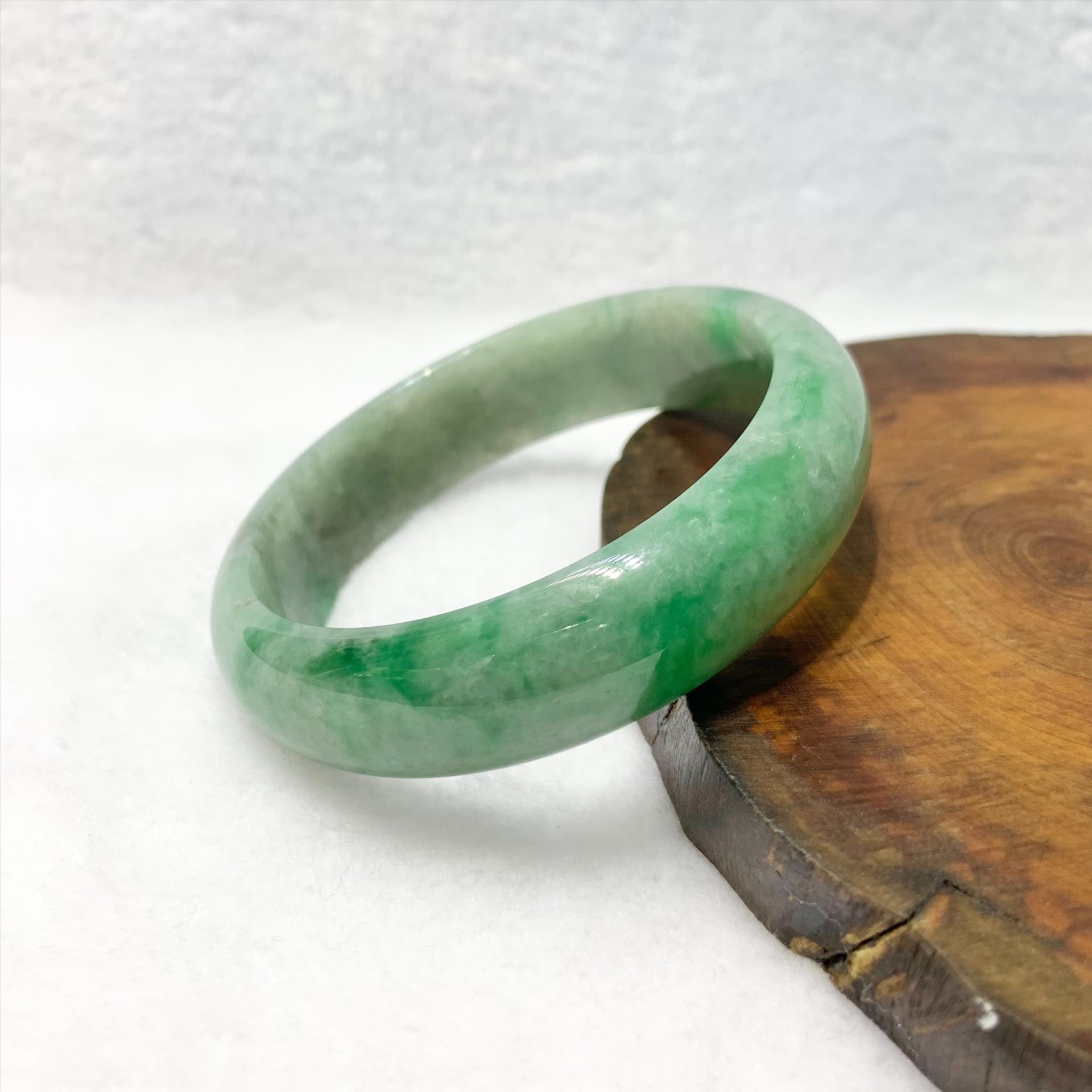 寬版平安翡翠玉鐲 #19-19.5(已售出)