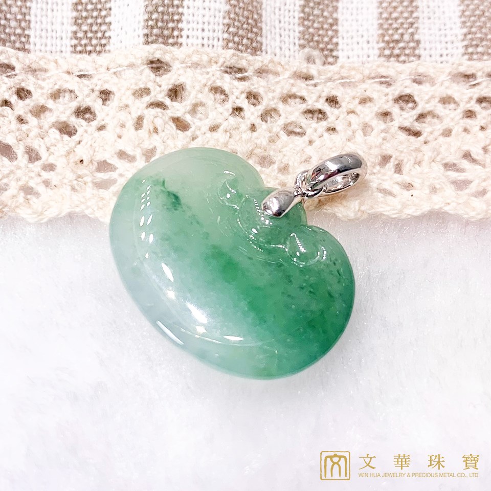 平安豆如意鎖玉墜(已售出)