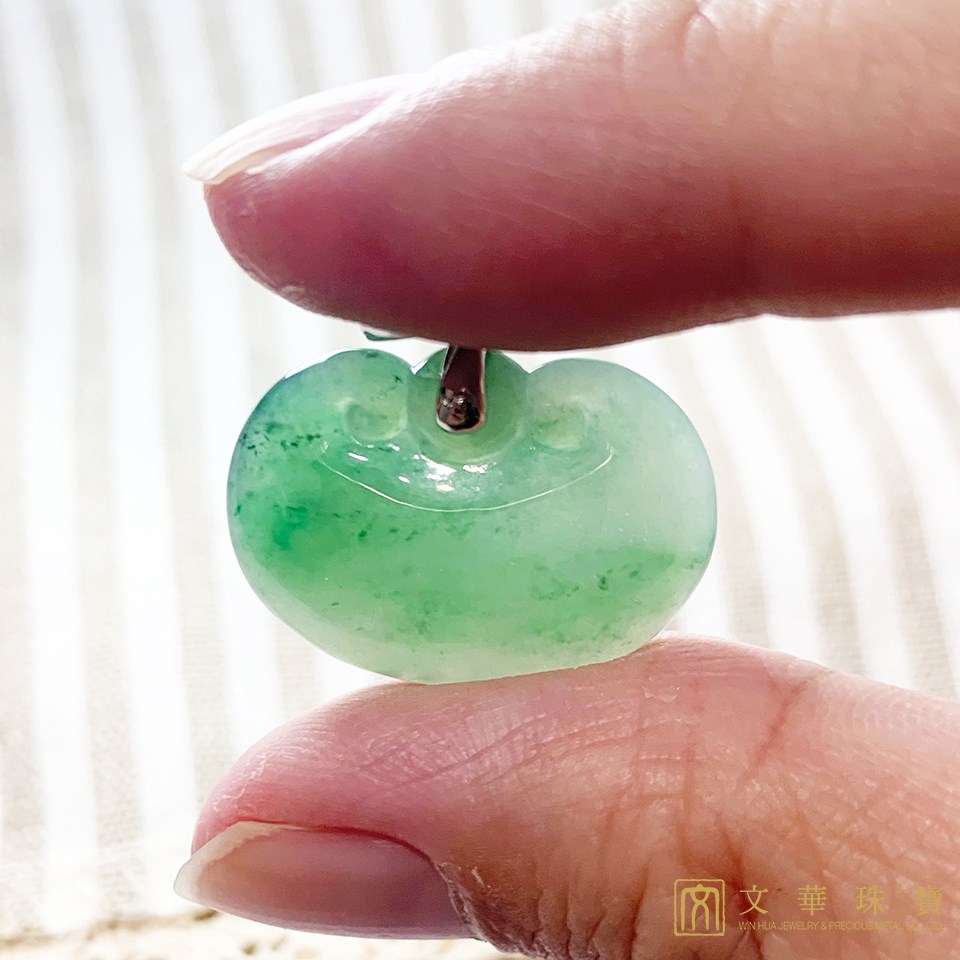 平安豆如意鎖玉墜(已售出)