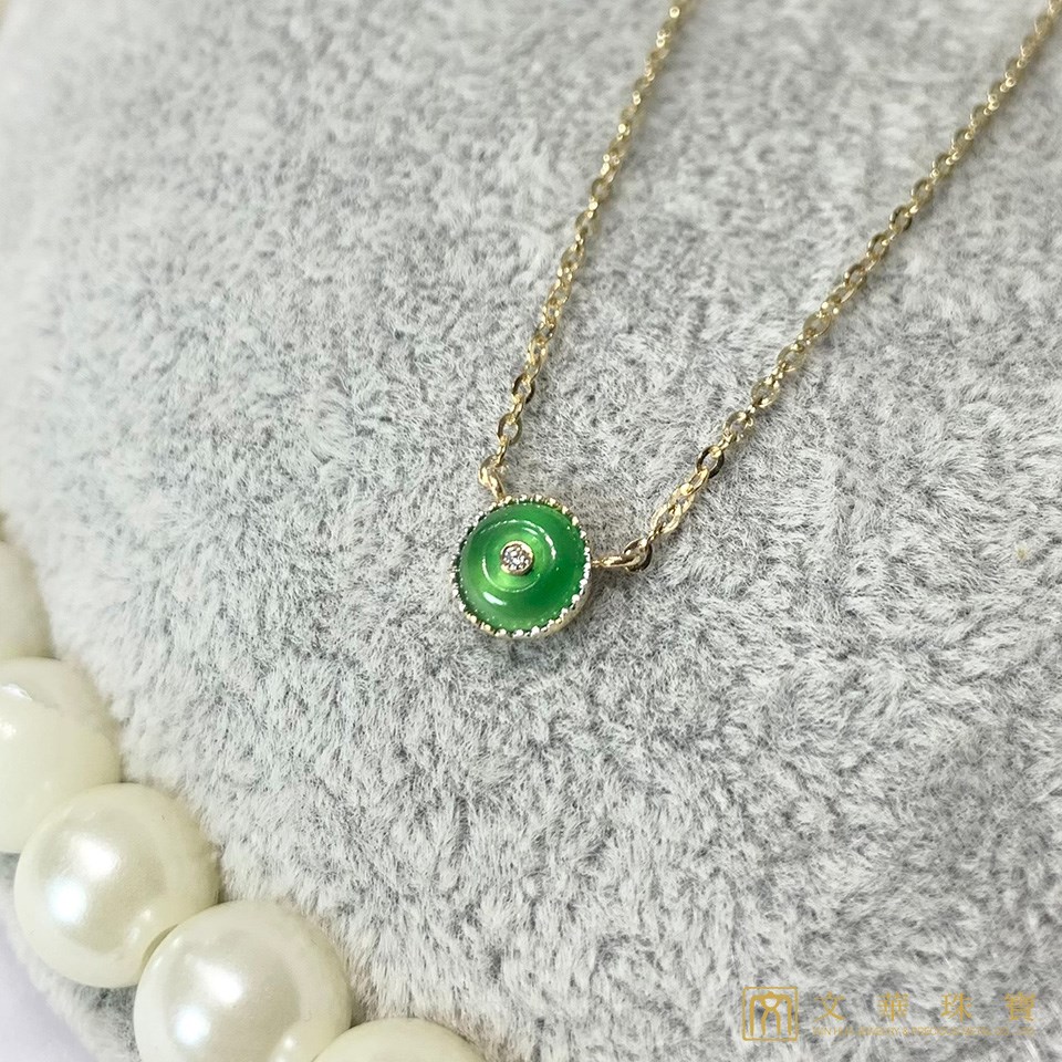 翡翠古錢黃K項鍊