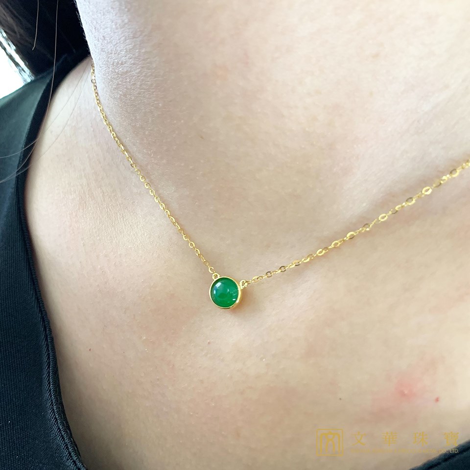 翡翠蛋面黃K項鍊(已售出)