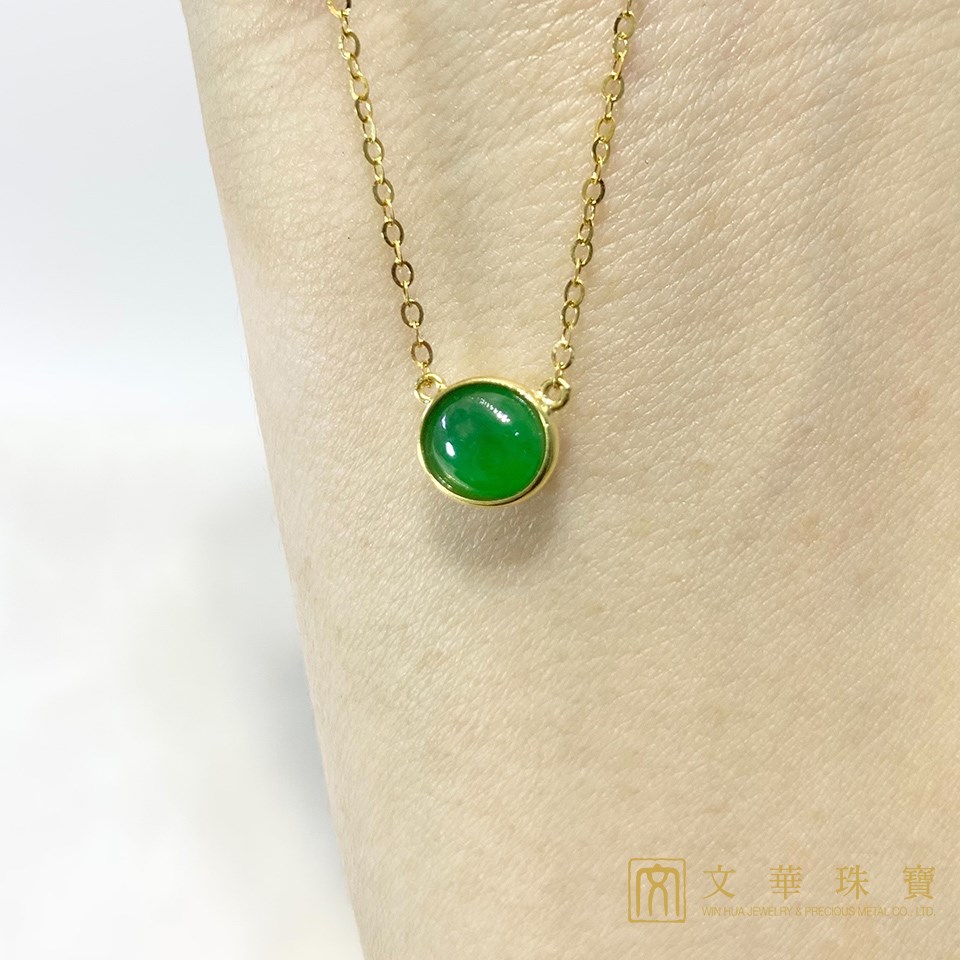 翡翠蛋面黃K項鍊(已售出)
