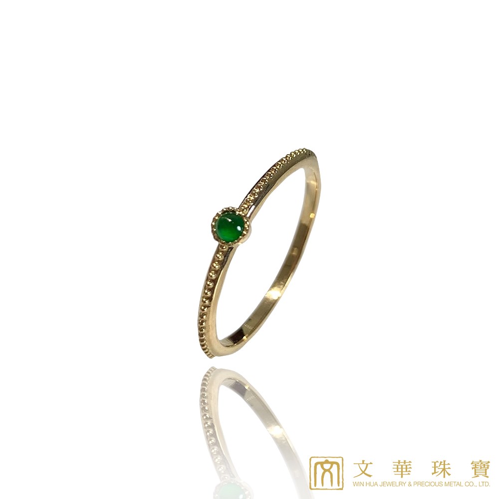 輕珠寶 翡翠小蛋面玫瑰金戒指 18k(已售出)