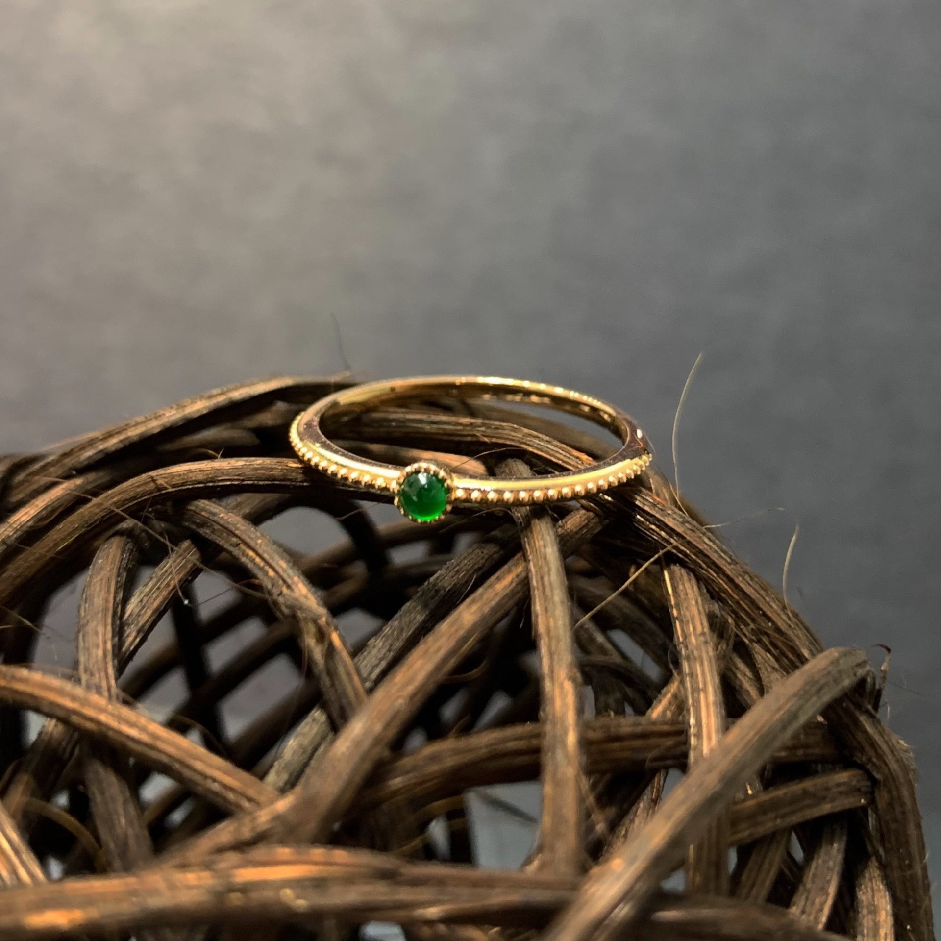 輕珠寶 翡翠小蛋面玫瑰金戒指 18k(已售出)