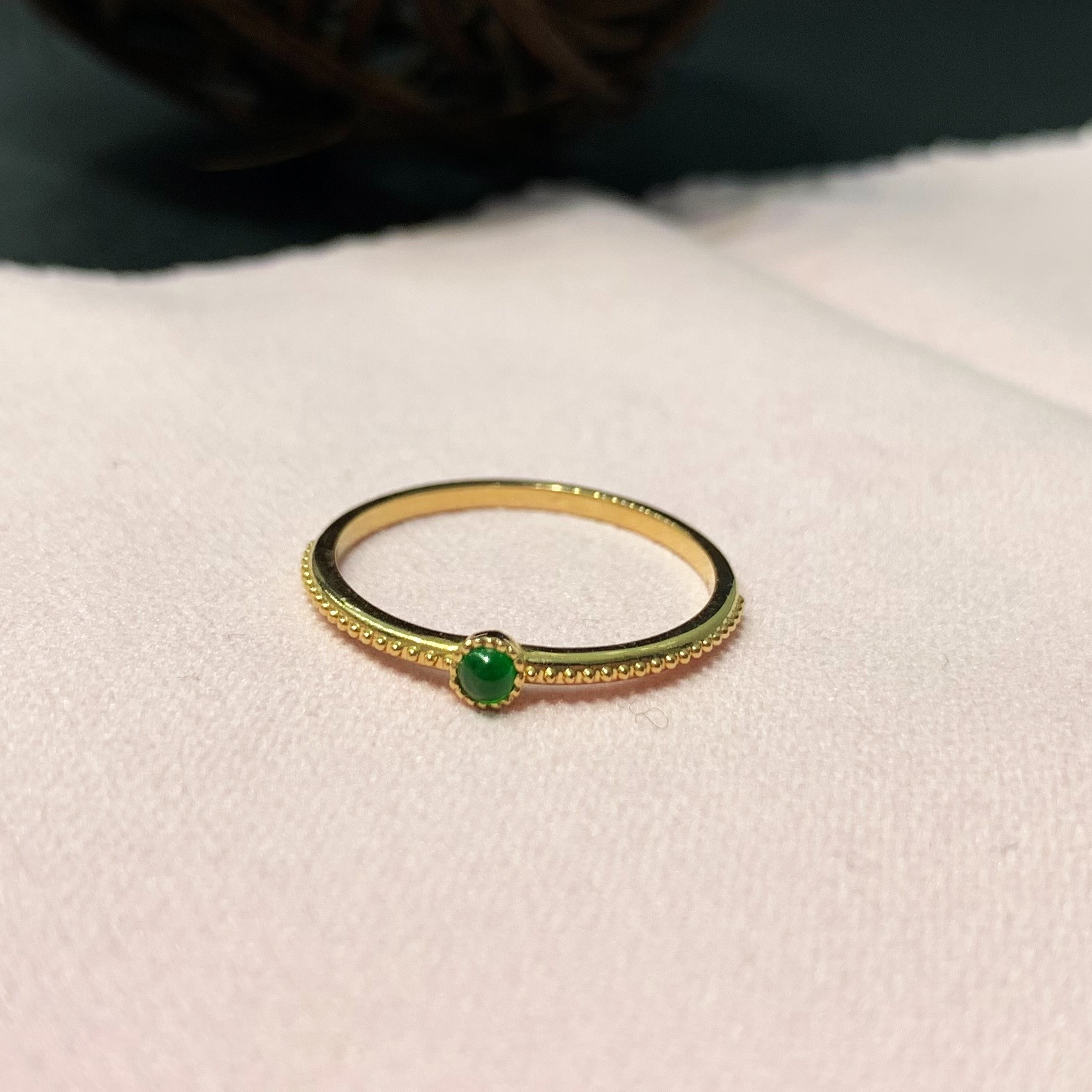 輕珠寶 翡翠小蛋面玫瑰金戒指 18k(已售出)