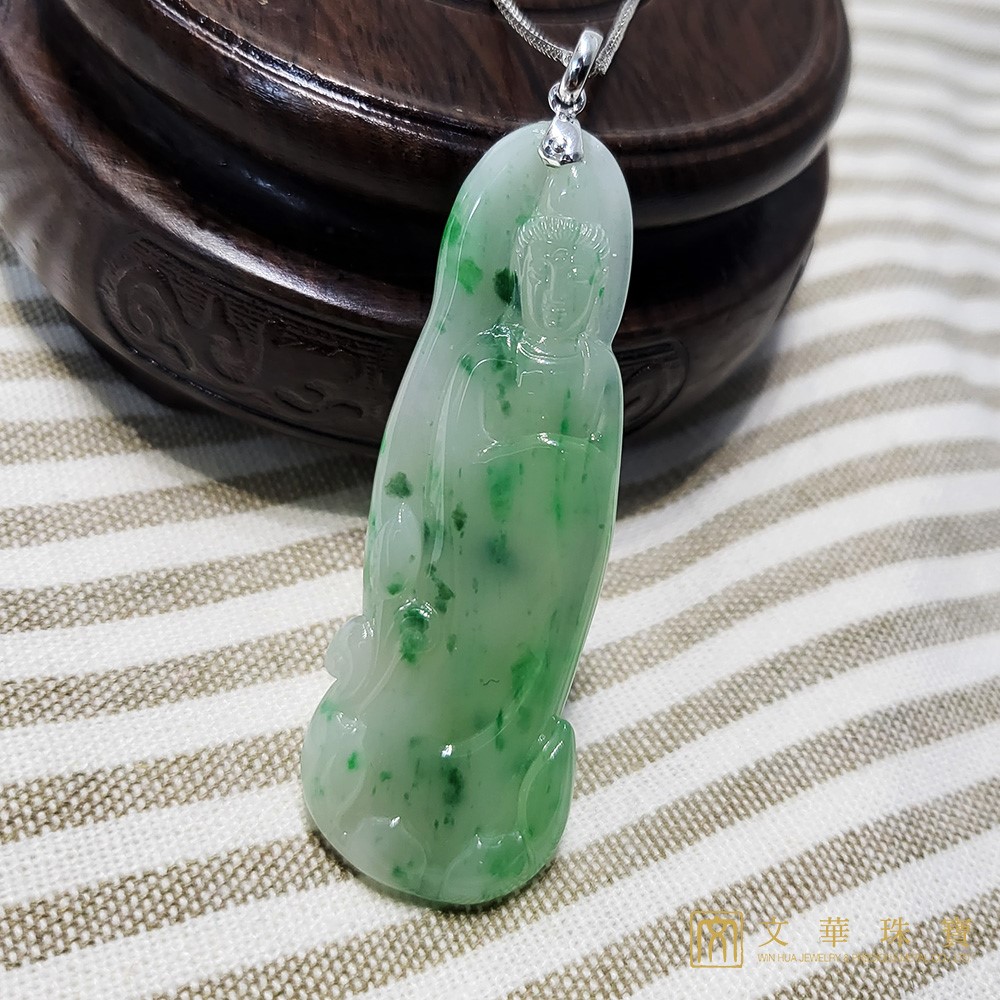 冰種飄翠綠立姿觀音