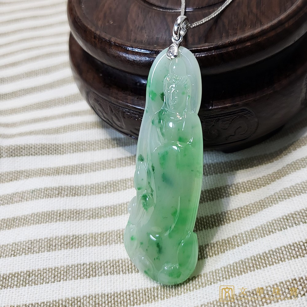 冰種飄翠綠立姿觀音