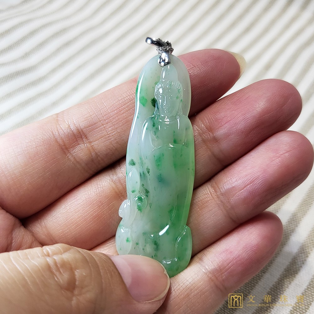 冰種飄翠綠立姿觀音