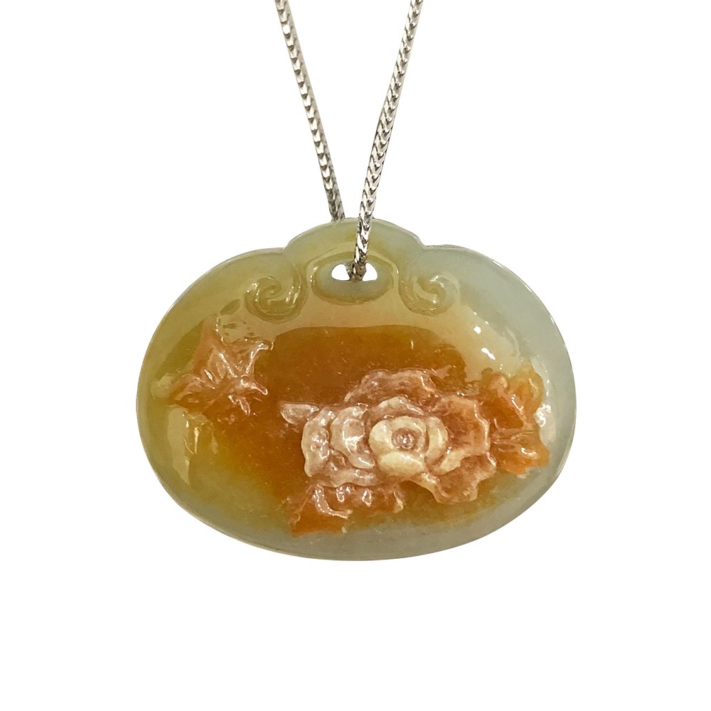 黃翡巧色蓮花胖鎖 不含鍊 