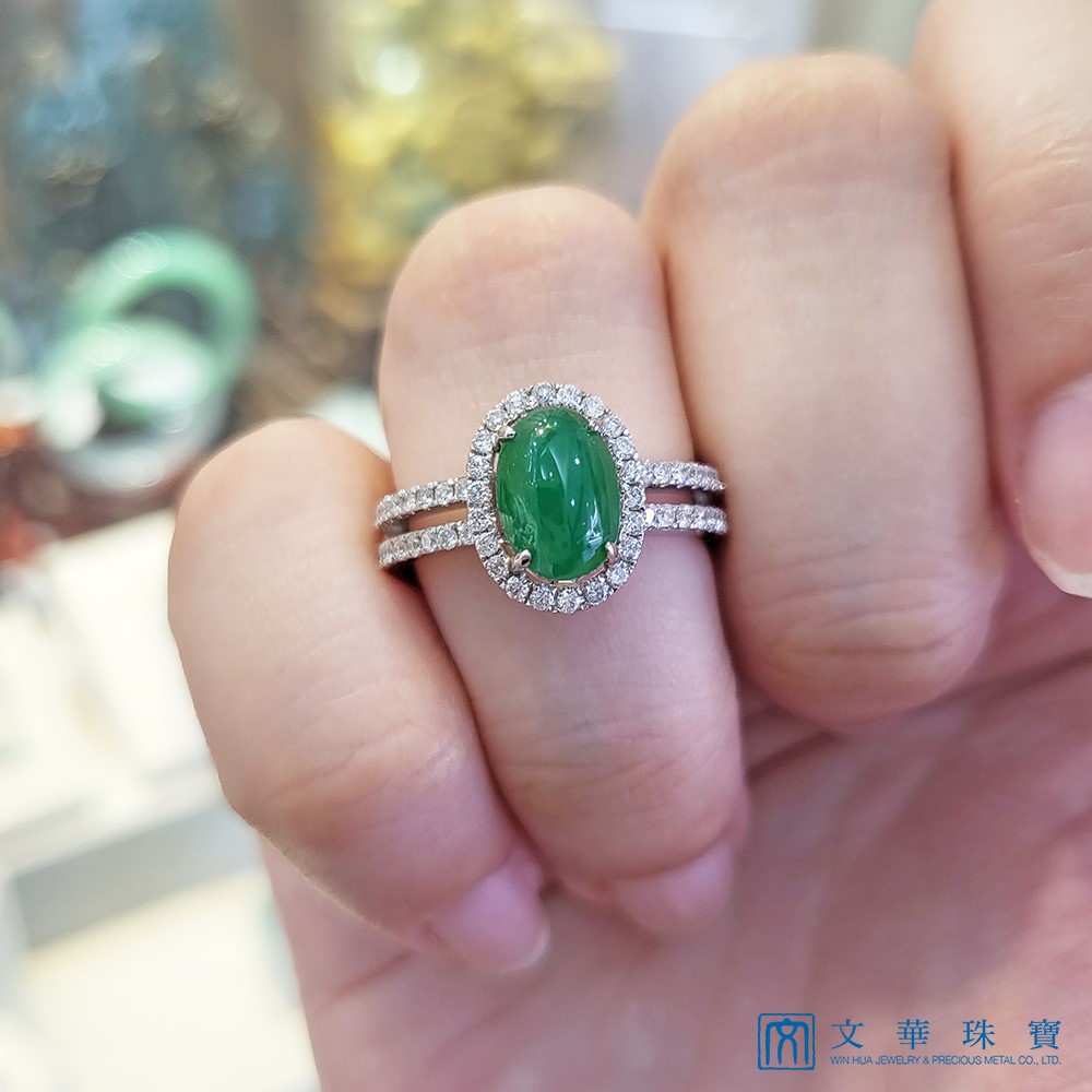 翡翠蛋面鑽戒 國際圍11號