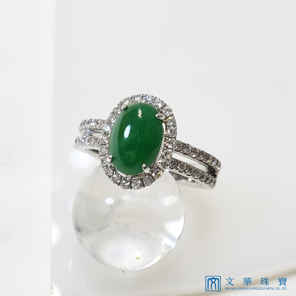 翡翠蛋面鑽戒 國際圍11號