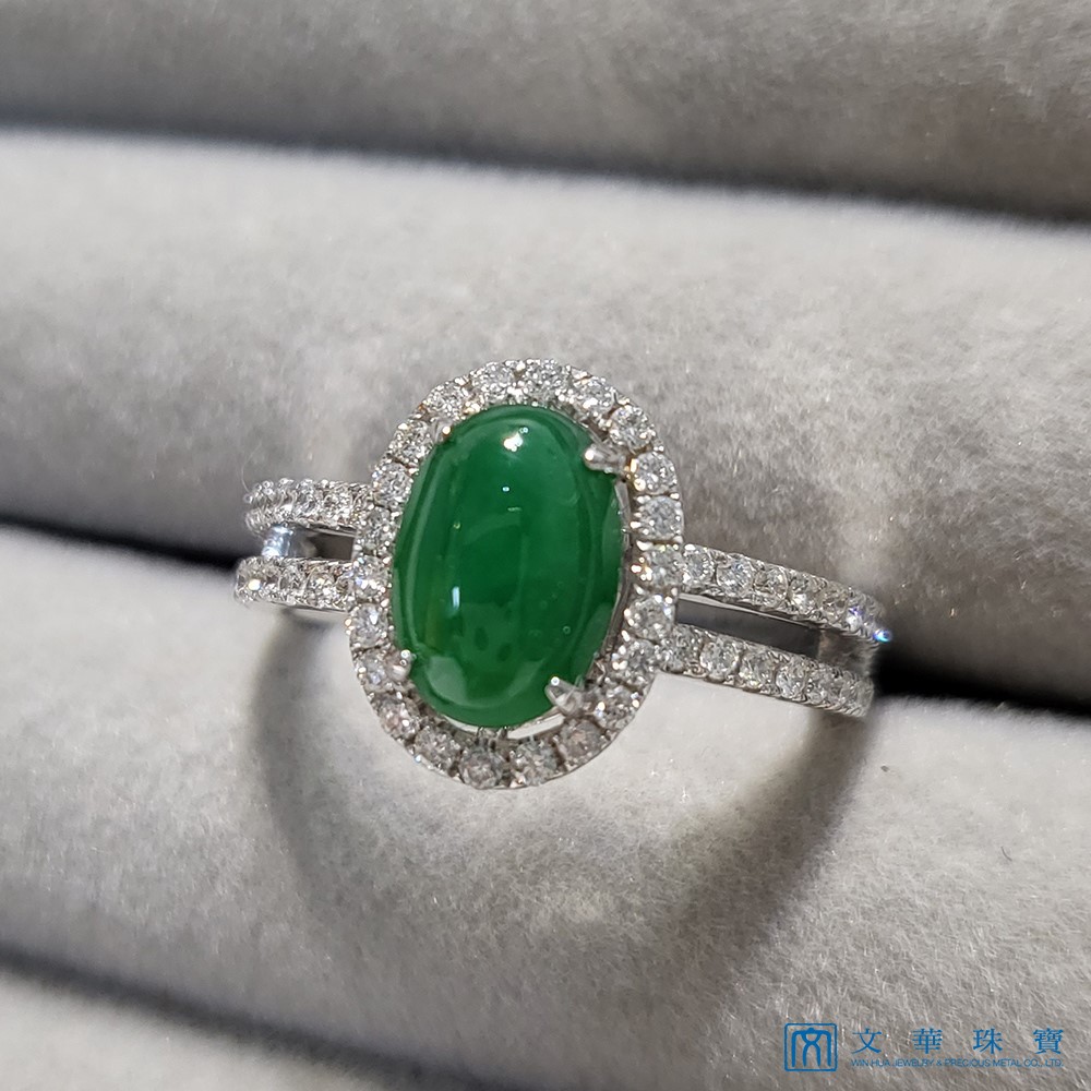 翡翠蛋面鑽戒 國際圍11號