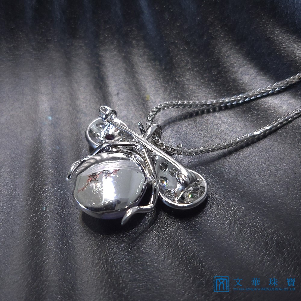 紫翡蛋面小蜜蜂別針兩用墜 