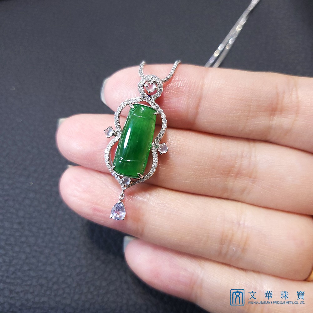 翡翠竹節鑽墜 