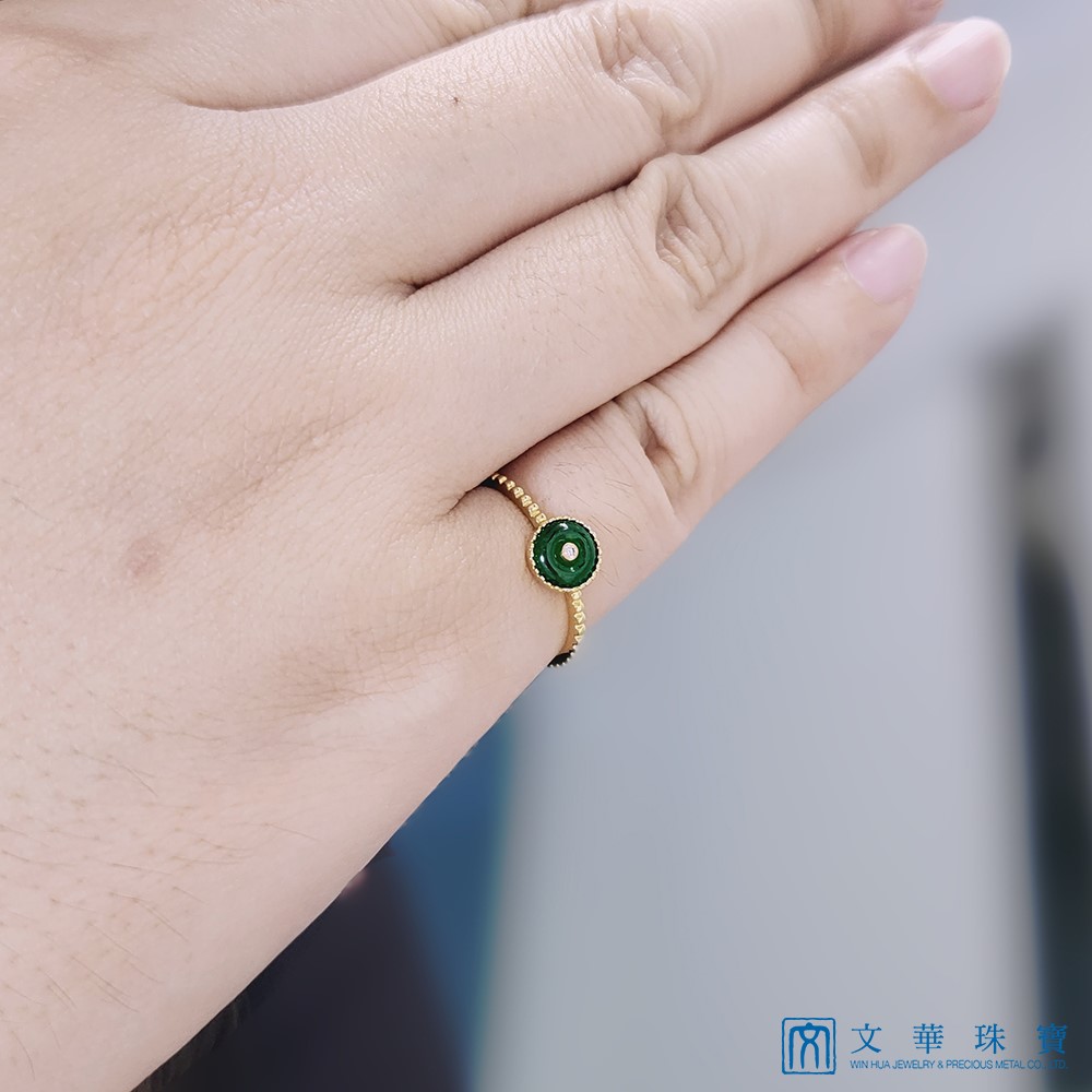 翡翠古錢黃K戒指 18K金(已售出)