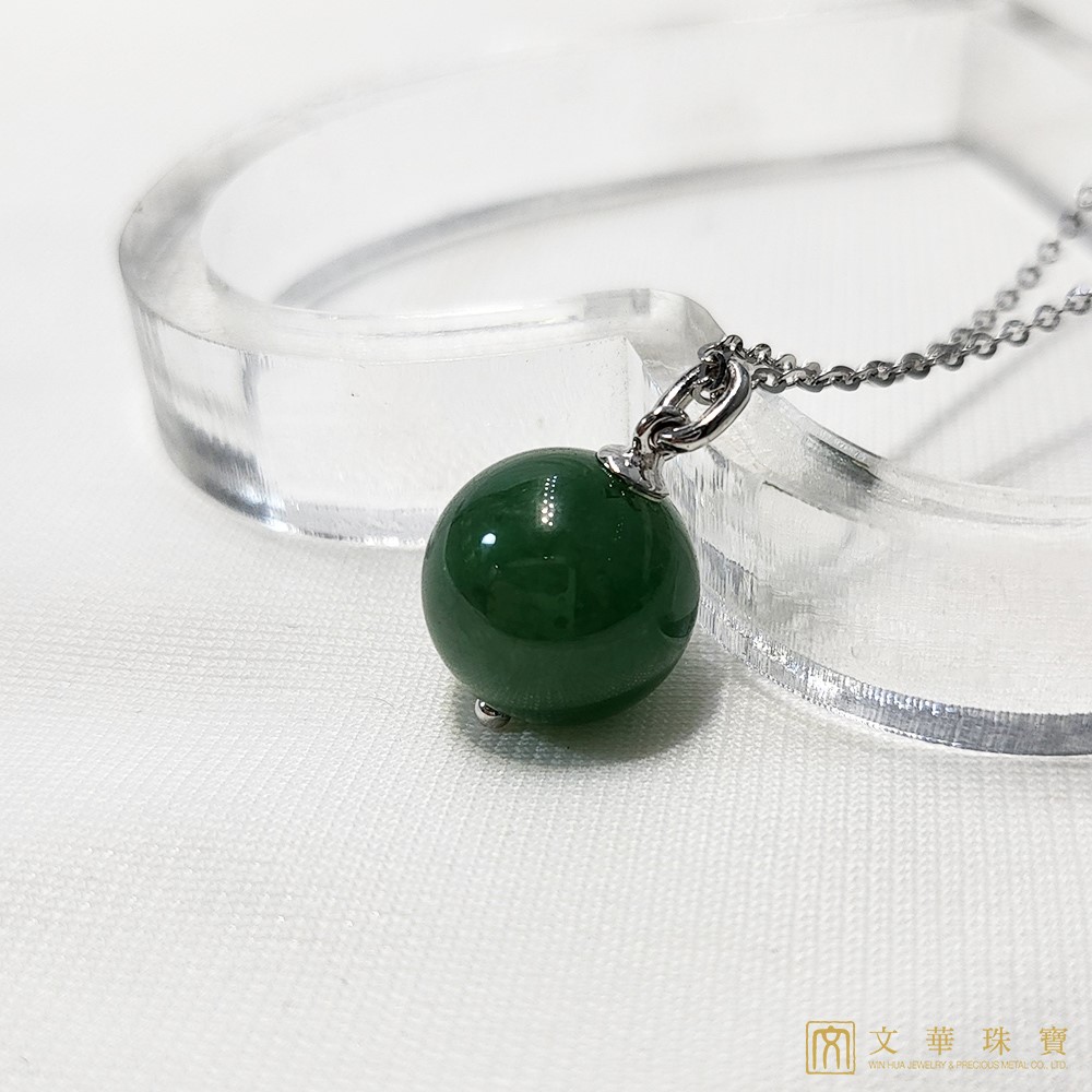 滿綠翠玉珠項鍊 18K金(已售出)