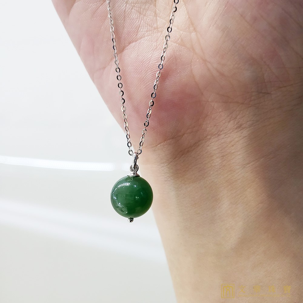 滿綠翠玉珠項鍊 18K金(已售出)