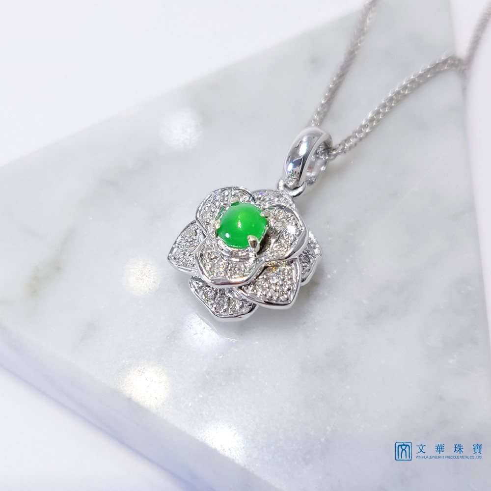 玫瑰翡翠蛋面墜 