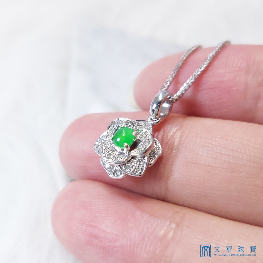 玫瑰翡翠蛋面墜 