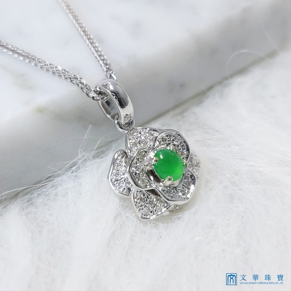 玫瑰翡翠蛋面墜 