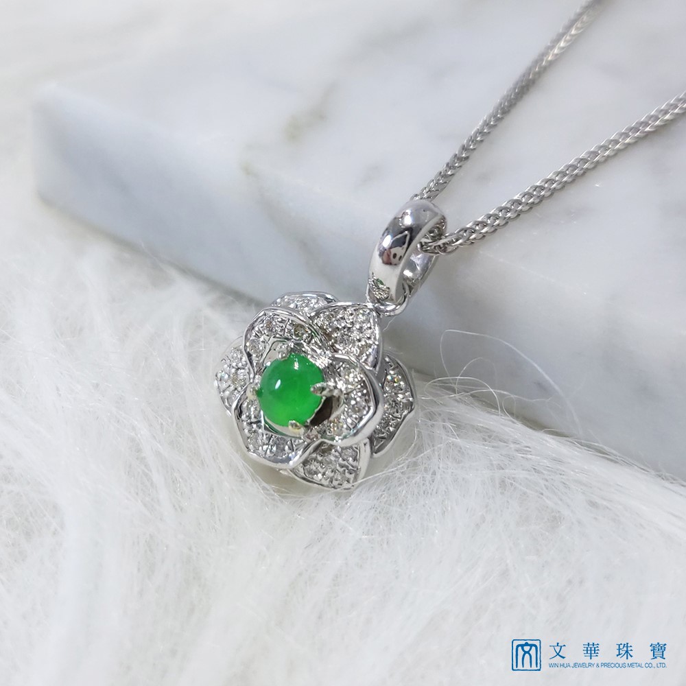 玫瑰翡翠蛋面墜 