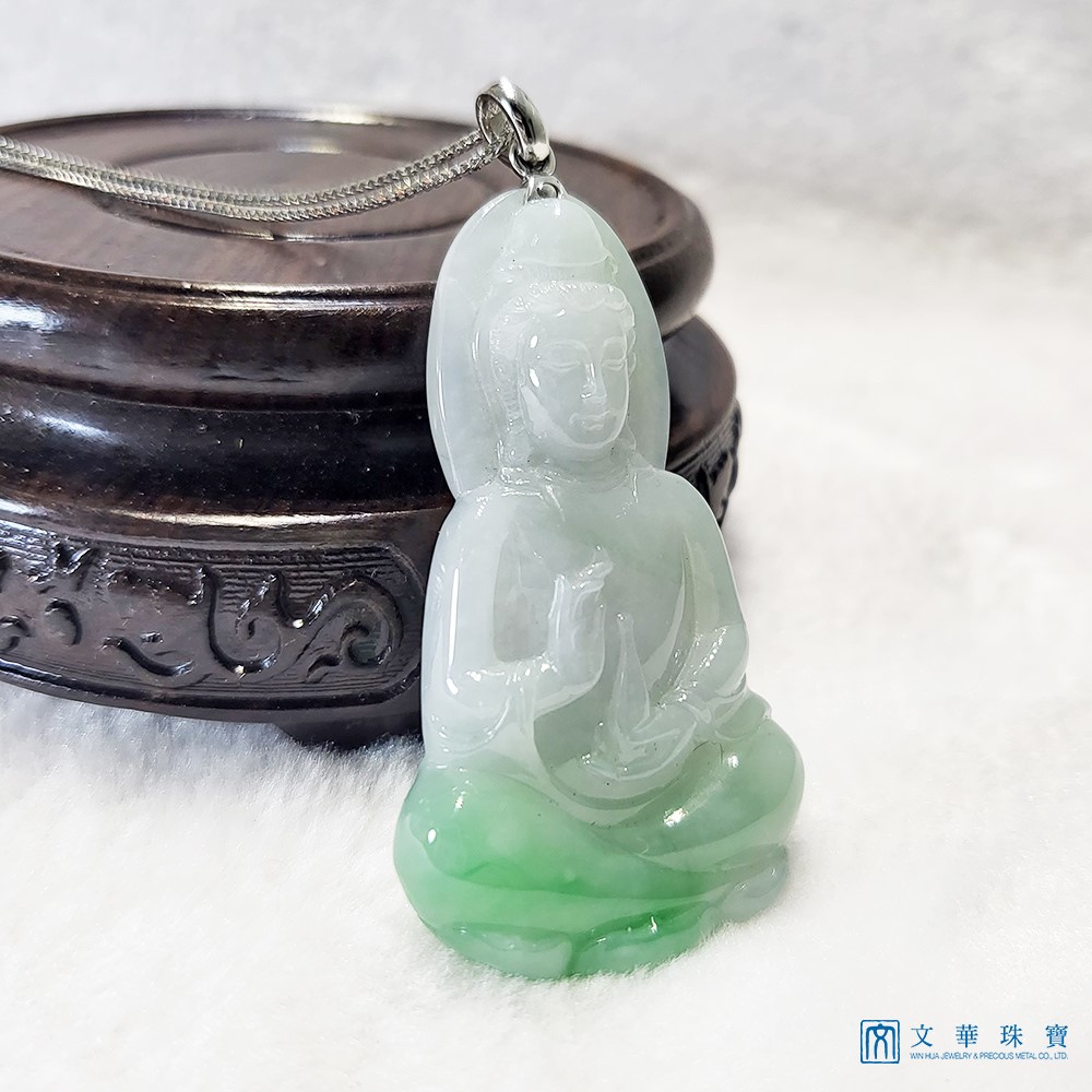 白底青大尊觀音玉墜(已售出)