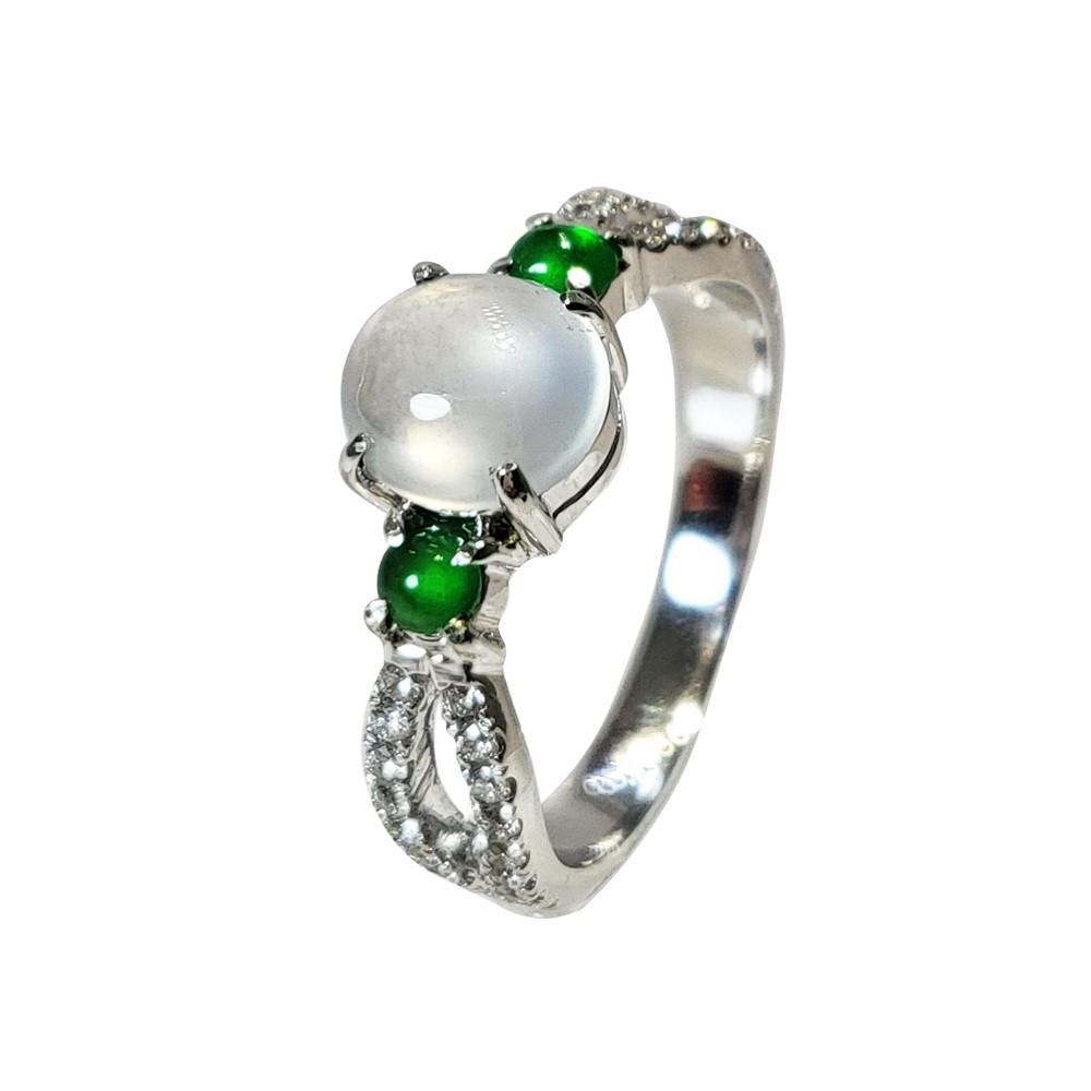 玻璃種蛋面鑽戒 國際圍11號(已售出)