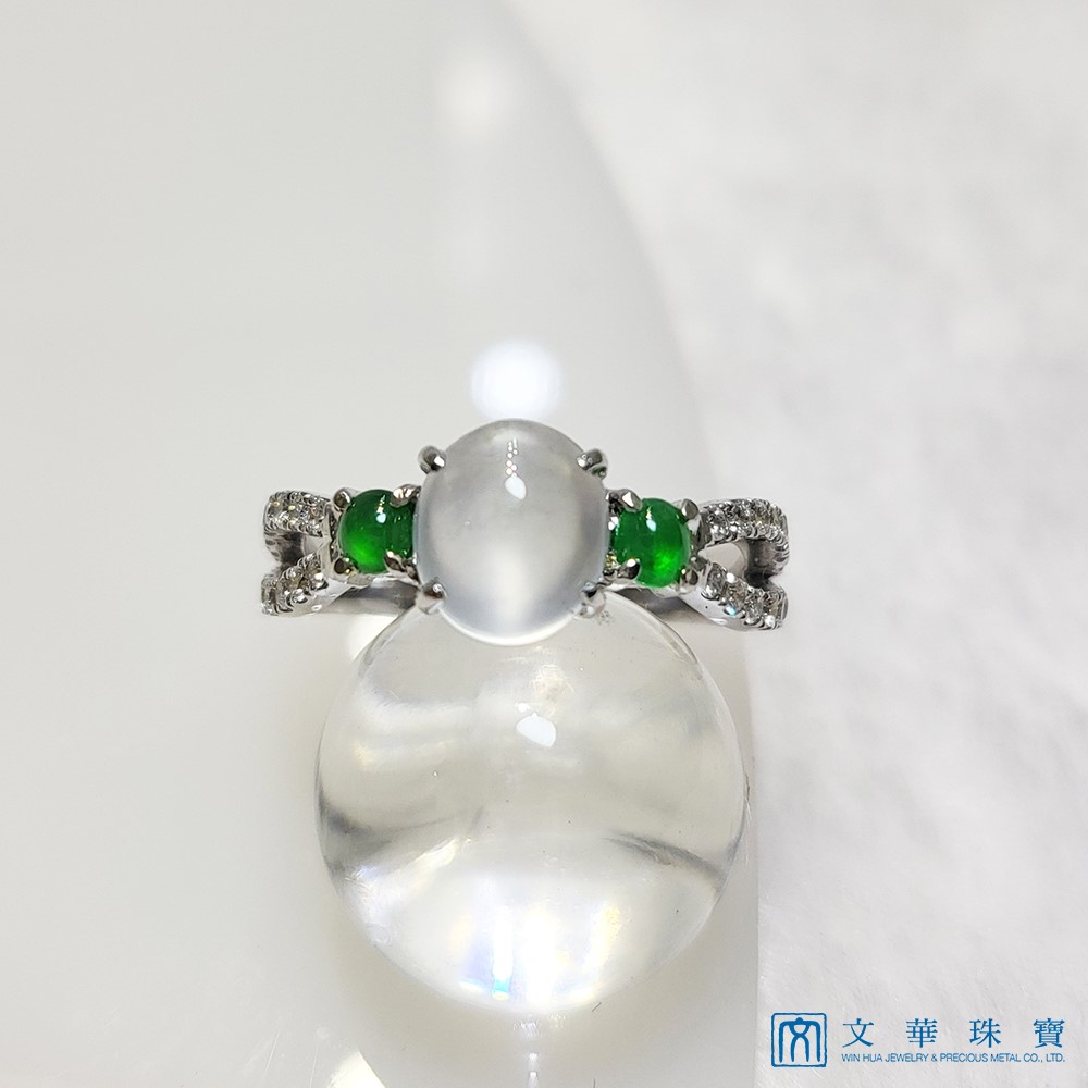 玻璃種蛋面鑽戒 國際圍11號(已售出)