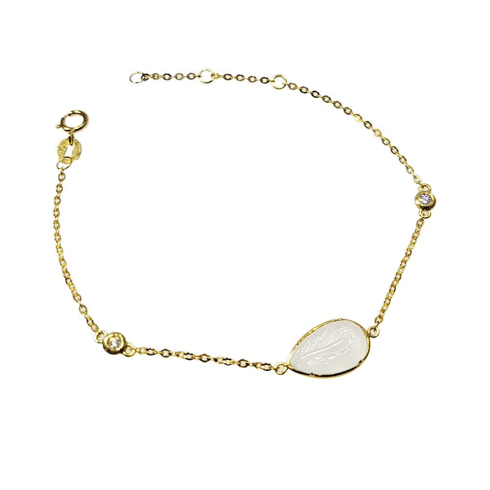 玻璃種羽毛黃K金手鍊