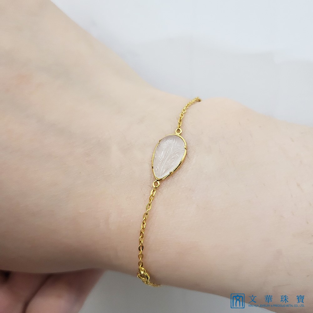 玻璃種羽毛黃K金手鍊