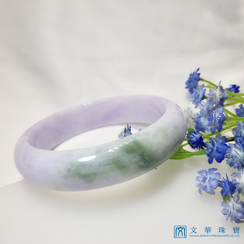 寬版春帶彩翡翠玉鐲  19圍