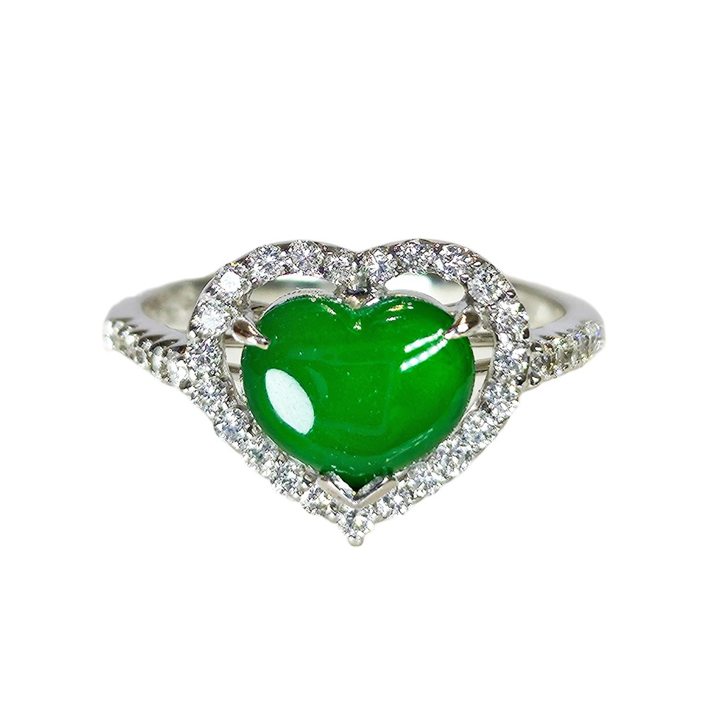 翡翠愛心鑽戒  國際圍12號