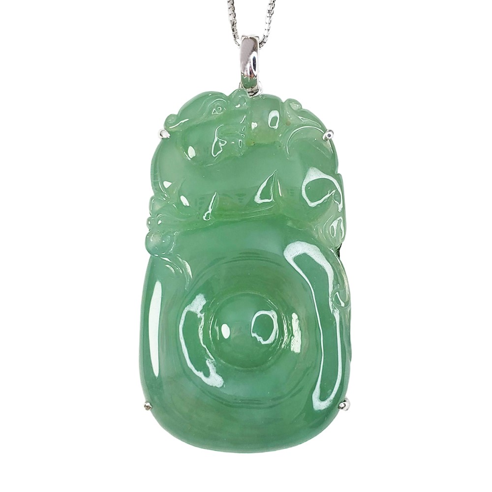 招財古錢玉獅墜