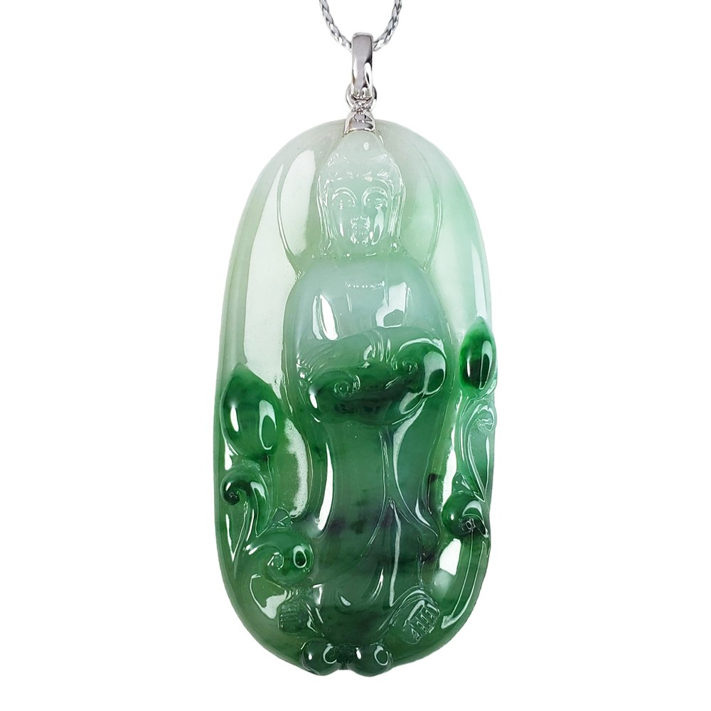 冰糯翠綠觀音玉牌 