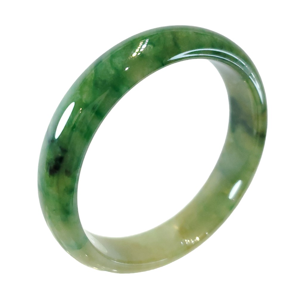 花青帶翠平安玉鐲 手圍19-19.5