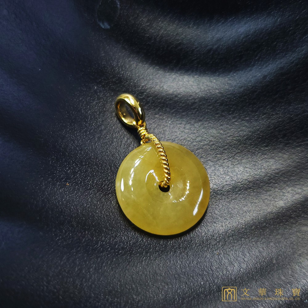 黃翡平安扣玉墜 黃K金墜頭(已售出)