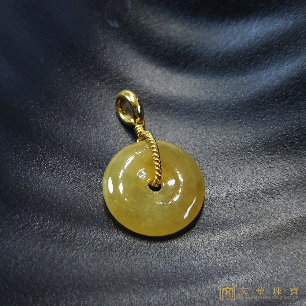 黃翡平安扣玉墜 黃K金墜頭(已售出)