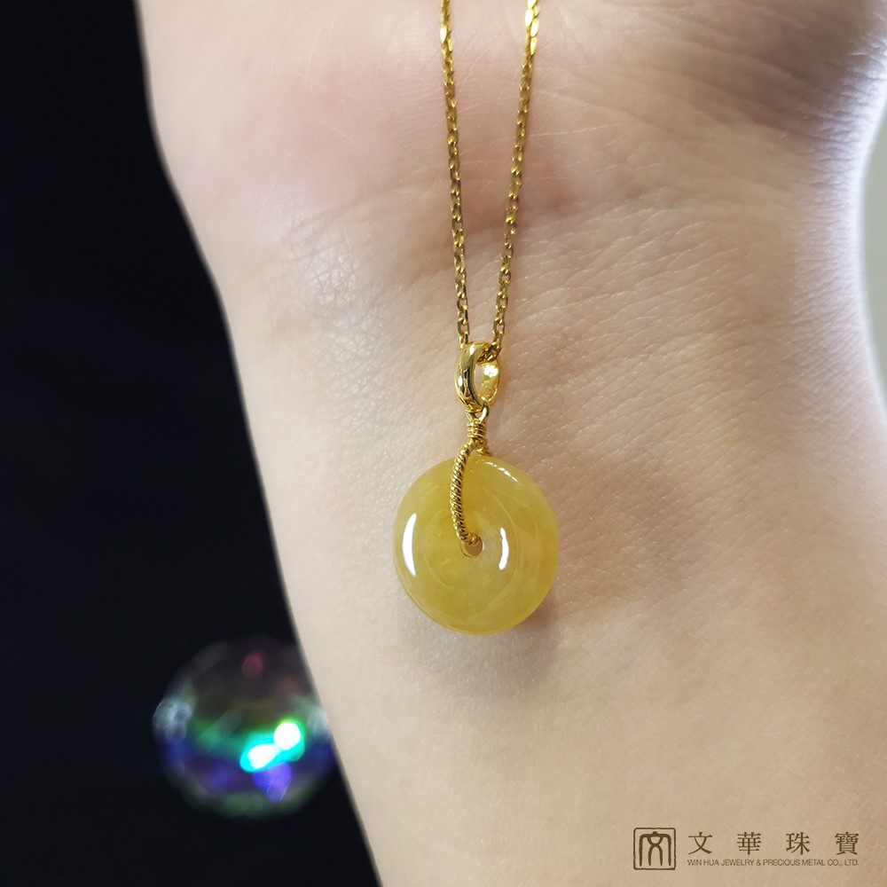 黃翡平安扣玉墜 黃K金墜頭(已售出)